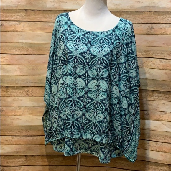 Kim Rogers Tops - Kim Rogers blue poncho top